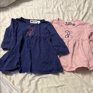 Girls' Blue and Pink monogrammed boutique shirts "P" P